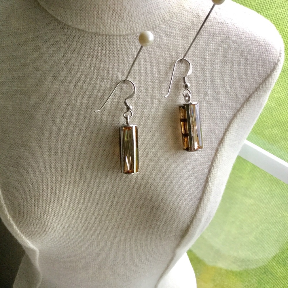 Heavy Crystal & Sterling Silver Pierced Earrings